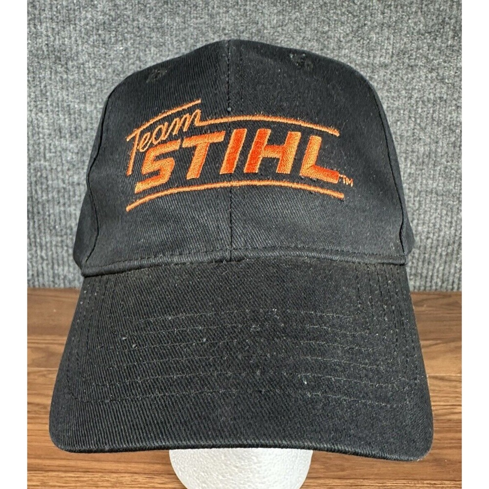 Stihl Outfitters Apparel Team Stihl Black Orange Baseball Hat Cap Adjustable